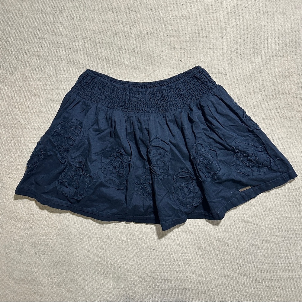2000s Abercrombie & Fitch Navy Blue Floral Women's Skirt